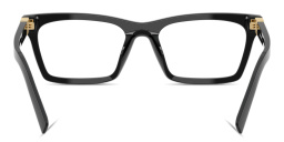 Shop MIU MIU Vertical Logo Wide Rectangle Eyeglasses in Black online.