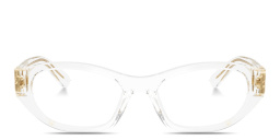 MIU MIU Vertical Logo Irregular Eyeglasses in Trasparent – Product Photo 1