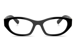 MIU MIU Vertical Logo Irregular Eyeglasses in Black – Product Photo 1