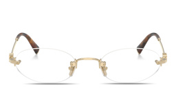 تسوق نظارات طبية بيضاوية بدون إطار بشعار العلامة العمودي ميو ميو بلون ذهبي فاتح أونلاين.