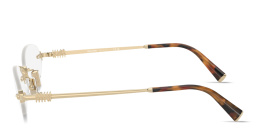 تسوق نظارات طبية بيضاوية بدون إطار بشعار العلامة العمودي ميو ميو بلون ذهبي فاتح أونلاين.