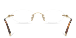 تسوق نظارات طبية بيضاوية بدون إطار بشعار العلامة العمودي ميو ميو بلون ذهبي فاتح أونلاين.