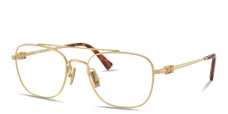 Shop MIU MIU Vertical Logo Square Eyeglasses in Gold online.