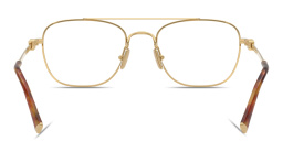 Shop MIU MIU Vertical Logo Square Eyeglasses in Gold online.