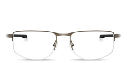Shop Oakley Addams 0.5 Wide Half-Rim Rectangle Eyeglasses in Pewter online.