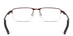 Shop Oakley Addams 0.5 Wide Half-Rim Rectangle Eyeglasses in Brushed Grenache online.