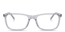 Shop Dolce & Gabbana Logo Print Wide Rectangle Eyeglasses in Grey online.