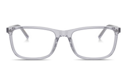 Shop Dolce & Gabbana Logo Print Rectangle Eyeglasses in Transparent Grey online.