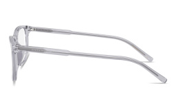 Shop Dolce & Gabbana Logo Print Rectangle Eyeglasses in Transparent Grey online.