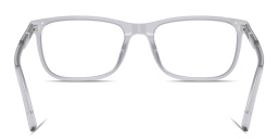 Shop Dolce & Gabbana Logo Print Rectangle Eyeglasses in Transparent Grey online.