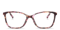 Shop Dolce & Gabbana Logo Print Rectangle Eyeglasses in Pink Havana online.