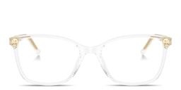 Shop Dolce & Gabbana Logo Print Rectangle Eyeglasses in Crystal online.