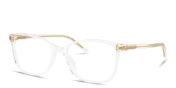 Shop Dolce & Gabbana Logo Print Rectangle Eyeglasses in Crystal online.