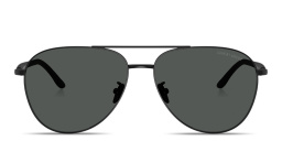 Shop GIORGIO ARMANI Logo Signature Pilot Sunglasses in Black online.