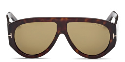Shop TOM FORD T Logo Pilot Sunglasses in Havana online.