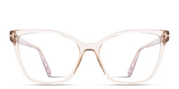 Shop TOM FORD T Logo Butterfly Eyeglasses in Transparent Pink online.