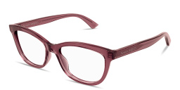 Shop Alexander McQueen Logo Signature Cat-Eye Eyeglasses in Burgundy online.