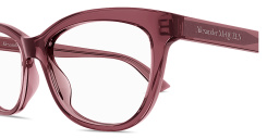 Shop Alexander McQueen Logo Signature Cat-Eye Eyeglasses in Burgundy online.