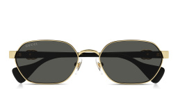 Shop GUCCI GG Oval Sunglasses in Gold online.