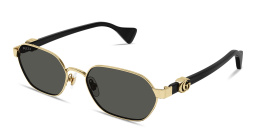 Shop GUCCI GG Oval Sunglasses in Gold online.
