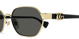 Shop GUCCI GG Oval Sunglasses in Gold online.