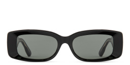 Shop GUCCI Rivets Rectangle Sunglasses in Black online.