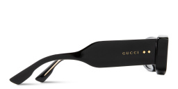 Shop GUCCI Rivets Rectangle Sunglasses in Black online.