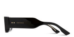 Shop GUCCI Rivets Rectangle Sunglasses in Black online.