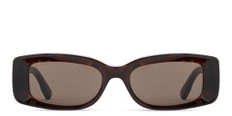 Shop GUCCI Rivets Rectangle Sunglasses in Havana online.