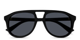Shop GUCCI Lettering Pilot Sunglasses in Black online.