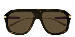 Shop GUCCI Web Stripe Pilot Sunglasses in Havana online.