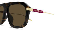 Shop GUCCI Web Stripe Pilot Sunglasses in Havana online.