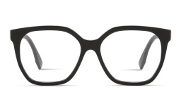 Shop FENDI Fendi Lettering Irregular Eyeglasses in Black online.
