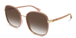 Shop Chloe Franky Oversized Square Sunglasses in Transparent Red online.