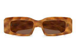 Shop ALAIA Lettering Irregular Sunglasses in Havana online.