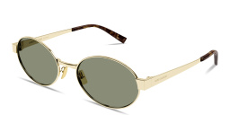Shop SAINT LAURENT Engraved Logo Oval Sunglasses in Light Gold online.