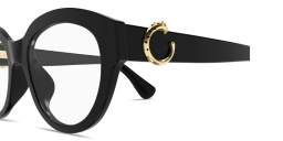 Shop Cartier Panthère de Cartier Round Eyeglasses in Black online.