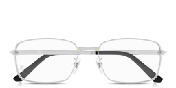 Shop Cartier Santos de Cartier Wide Rectangle Eyeglasses in Silver online.