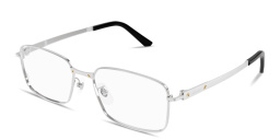 Shop Cartier Santos de Cartier Wide Rectangle Eyeglasses in Silver online.