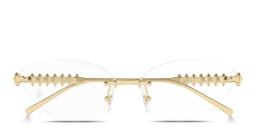 Shop Cartier Clash de Cartier Rimless Wide Cat-Eye Eyeglasses in Gold online.