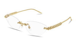 Shop Cartier Clash de Cartier Rimless Wide Cat-Eye Eyeglasses in Gold online.