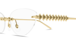Shop Cartier Clash de Cartier Rimless Wide Cat-Eye Eyeglasses in Gold online.