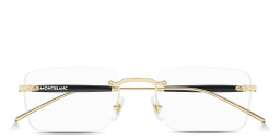 Shop MONTBLANC Snowcap Wide Rimless Rectangle Eyeglasses in Gold online.