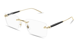 Shop MONTBLANC Snowcap Wide Rimless Rectangle Eyeglasses in Gold online.