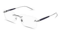 Shop MONTBLANC Snowcap Wide Rimless Rectangle Eyeglasses in Silver online.