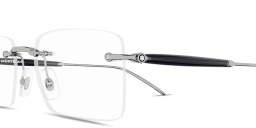Shop MONTBLANC Snowcap Wide Rimless Rectangle Eyeglasses in Silver online.