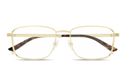 Shop GUCCI Embossed Logo Signature Rectangle Eyeglasses in Gold online.