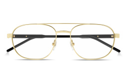 Shop GUCCI Logo Signature Wide Aviator Eyeglasses in Gold online.
