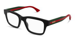 Shop GUCCI Web Unisex Rectangle Eyeglasses in Black online.
