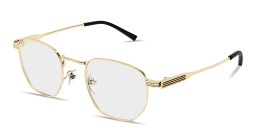 Shop GUCCI Web Irregular Eyeglasses in Gold online.